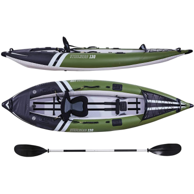 Green Single Paddle Kayak, Fishing Resistant PVC Kayak