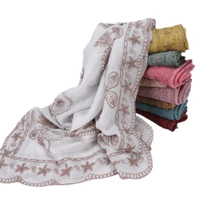 Custom Printed Big Size Lace Embroidery Wedding Sequin Shawl Ethnic Women's Scarf Trendy Summer Spring Inspired African