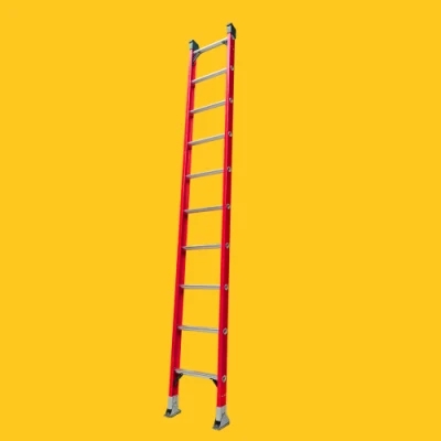 10 Step Compliant Red Fiberglass Single Sided Straight Ladder