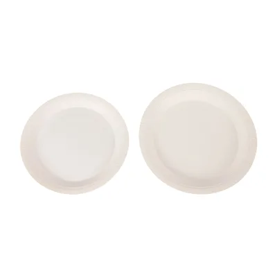 9in 7in 6in Biodegradable White and Brown Round Paper Plates Disposable Paper Dishes
