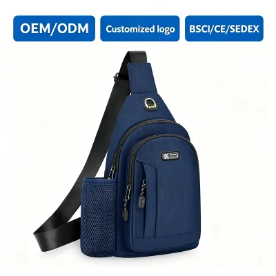 Men's Ultra-Light Waterproof Anti-Theft Zipper Wear-Resistant Fashionable Chest Bag Softback All Seasons Oxford Cloth Single