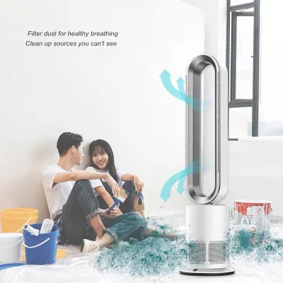 Wholesale Factory Tower Floor Pedestal Bladeless Leafless Fan air Cooler CE Certificated Low Decibel air Purifier Hepa Filter