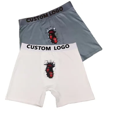 Stylish Men's White Boxer Briefs with Unique Red Spider Design Comfortable, Breathable, and Fun Underwear for Pop Personality