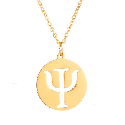 Fashion Round Psychic Symbol Pendant Necklace 316L Stainless Steel Disc Coin Psychology Choker Necklaces