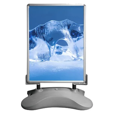Multi-functional Aluminum Silver Water Injection Base Poster Display Stand