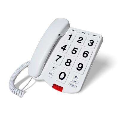 Extra large dialer Telephone set with One-Touch Memory Dialing and Visual Alert