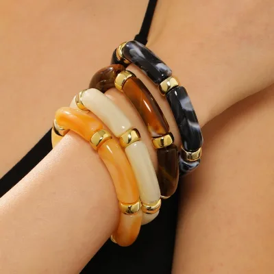 New Boho Chic Resin Acrylic Bracelet Women's Exaggerated Chunky Bangle Fashion Hand Jewelry Accessories