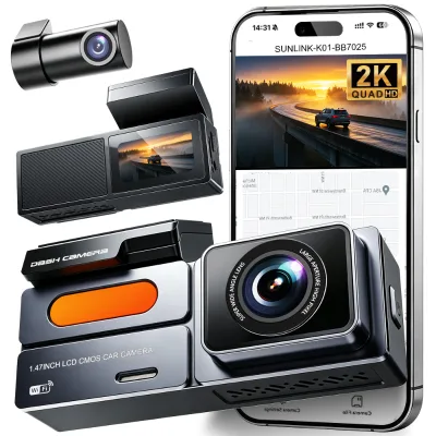 2K Dash Camera for Car Security Rear 1080P Video Recorder with Audio Plug and Play WDR Night Vision G-Sensor Auto Lock