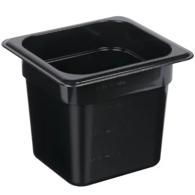 1/6 Size Black Polycarbonate Food Pan - 6" Deep PC GN Pan