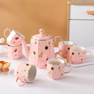 Tea Cup Saucer Teapot Tea Set Classical English Bone China Espresso Coffee and Tea Set