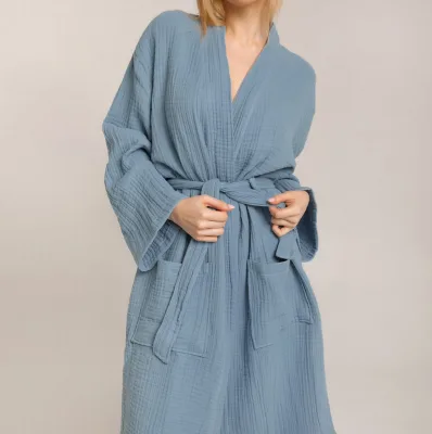 Cotton Hotel Bathrobe Gauze Skin Friendly Supe Soft Breathable  Quick Dry Bathrobes