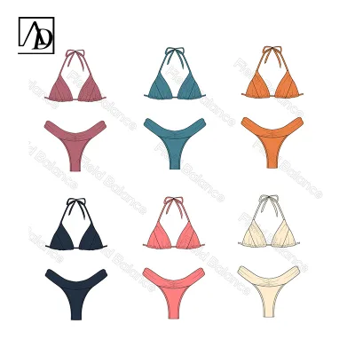 Aide Customized Sexy Triangle Bikinis Female Micro Folds Swimwear Women High Cut Bikini Set String Swimming Suit for Women