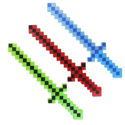 Hot Promotional Party Supplies Light up Toys Kids Favor Gift Led Flashing Swords Light-Up Toys Glowing Led  Mosaic Pixel Sword