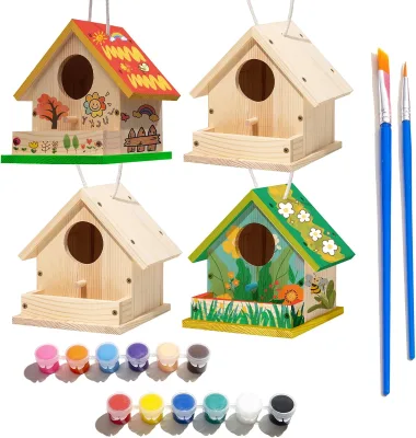Outdoor DIY Pine Wood Bird House Set for Children's Art & Hands-on Learning-Eco-Friendly & Durable