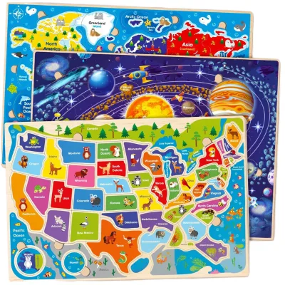 Wooden Jigsaw Puzzles for Toddlers 0-24 Months 3-Piece Set Educational Toy Under Unisex Award Winning