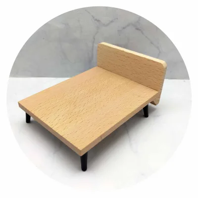 Miniature 1:12 Modern Double Bedstead Unisex Furniture Toy for Dollhouse Decoration