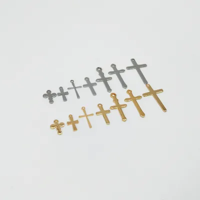Stainless Steel Cross Charms for DIY Pendant Necklace Bracelet Making Earrings Findings Handicraft Jewelry Supplies