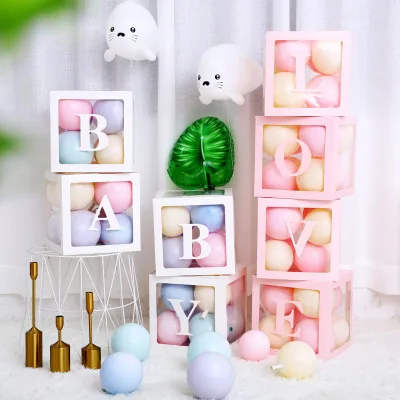 Letters LOVE Transparent Balloon Box Birthday Party Decoration Reusable DIY Alphabet Transparent Box Latex Balloon Storage Box