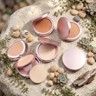 Private Label Compact Waterproof Mineral Sunscreen Matte Foundation Oil-Control Face Whitening Pressed Powder with Custom Logo