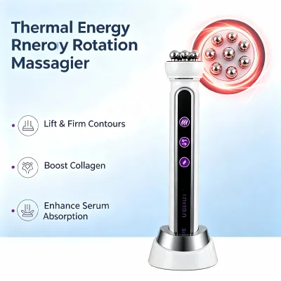Five-Ball Contour Roller Face Massager Reshape Your V-Line Face 4-in-1 Thermal Roller Massager, Salon Results at Home
