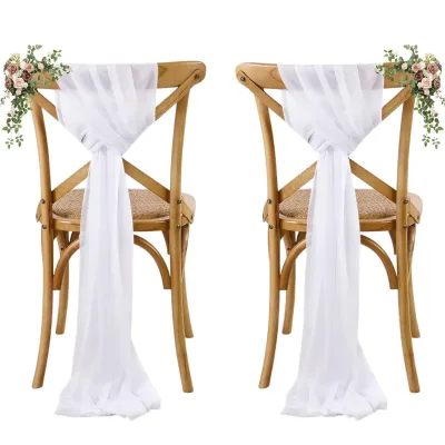 20*275cm Modern Chiffon Chair Sashes Bows Banquet & Home Decorations for Wedding Birthday Graduation Engagement Events Supplies