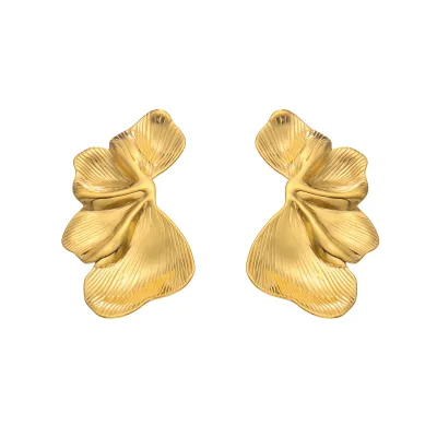 Mili European American Cross-Border Jewelry Instagram-Style Personalized Three-Dimensional Petal Electroplated Earrings