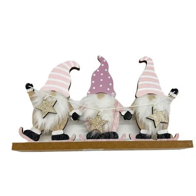 Creative Wooden Figurine Ornaments Christmas Dwarf Garden Micro-landscape Handicraft Elf Ornament