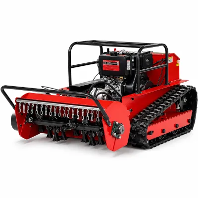 Self-propelled Remote Control Tracked Grass Cutter Gasoline Powered Flail Mower for Hillside Photovoltaic Weeding Work