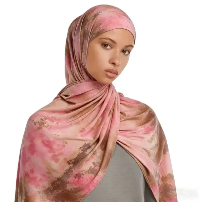 Liquid Jersey Print Islamic Hijab Shawls High Drape Printed Scarf Soft Breathable Full Coverage Ramadan Gift Hijab Scarf
