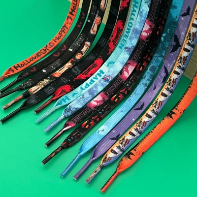 Men Women Sneakers Tie-dyed Double Layer 0.8 Flat Shoelace for Wholesale Splash-ink Series Shoelaces for Halloween Themed Gifts