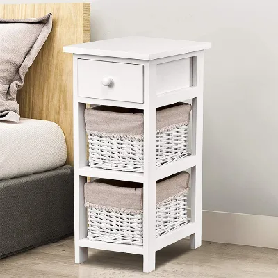 Modern White Wooden Storage Cabinet with Storage Drawers for Living Room Food & Clothing Storage