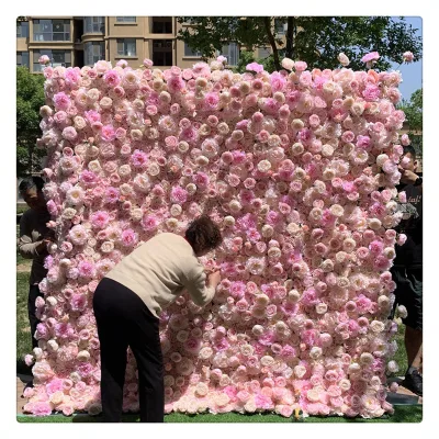 S02573 Deco Mural Photo Booth Backdrop Flower Panel Fleurs Mariage Deco Wedding Wall Backdrop Roses Flower Wall for Restaurants