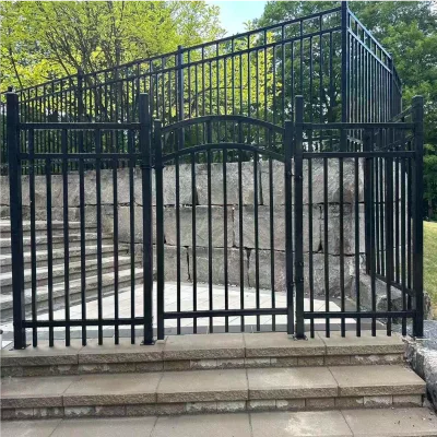 Factory Direct Black Metal Fence Panels Posts Custom Powder Coated Hot Dip Galvanized Iron Picket Fence 6 Feet Anti-Climb Garden