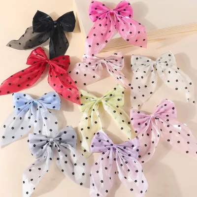 Wholesale New Lace Chiffon Bow Hair Clips Hair Accessories Fashionable Back of Head Hair Clip for Girls