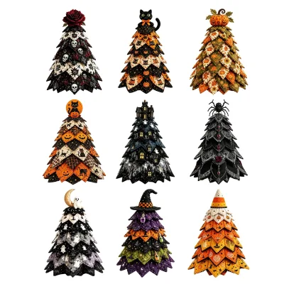DIY Halloween Quilted Fabric Tree Kit Hand-Sewn 3D Decorative for Halloween Party Scene Design Made in China