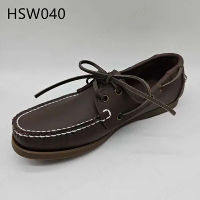 HHM,anti-stain Natural Cow Leather Upper Fashion Boat Shoes for Sale Outdoor Casual Brown Peas Shoes Popular in Spain HSW040