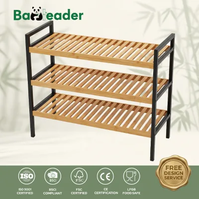 Multifunctional Shoe Rack Modern Shoe Rack 3 Tier Metal Shoe Storage Rack Bamboo Shoe Organizer Rack for Entryway Daily Use