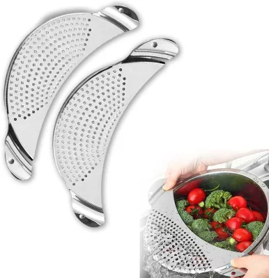 Practical Stainless Steel Pasta Strainer Metal Colander for Home Kitchen Draining Tool for Pot Pan