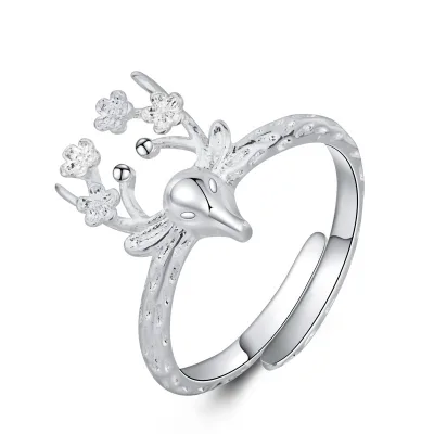 Creative Cute Animal Index Ring for Women Deer Elk Animal Adjustable Rings for Women Minimalist Christmas Days Jewelry