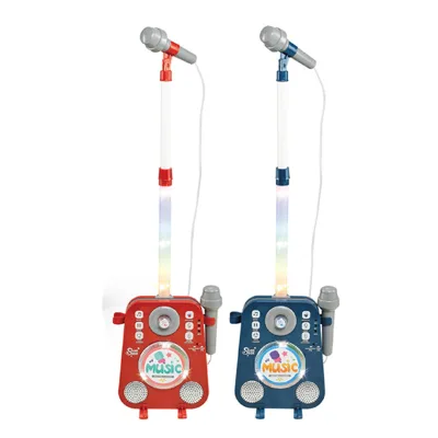 Popular Mini Sound Box Stand Singing Toys with Light Music Recording Microphone Toy for Kids