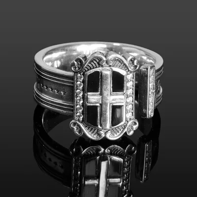 CLBX Retro Personalized S925 Index Finger Ring Vintage Cross Open Design for Men and Women Hip-Hop Fashion Niche Ring