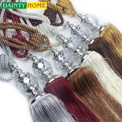 New Arrival Crystal Curtain Tiebacks with Long Hanging Beads, Modern Fancy Curtain Tiebacks, Window Curtain Home Decor
