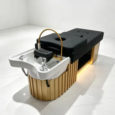 Luxury Ceramic Salon Shampoo Chair with Durable Wood Frame Eco-Friendly & Waterproof Design for Commercial Use