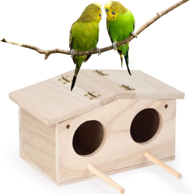 Handmade Wooden Pet Bird Nests House Breeding Box for Parrots Swallows Wooden Bird House