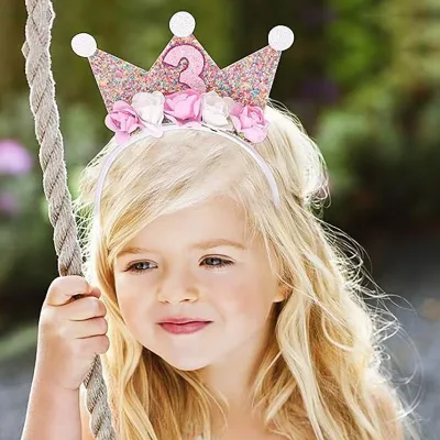 New Kids' Birthday Party Decorations Flower Crowns Headbands Headwear for Little Girls' Birthday Parties