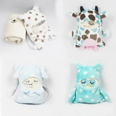 2020 New Design Super Soft Flannel Cotton Back Pack Animal Cotton Knit Blanket Baby