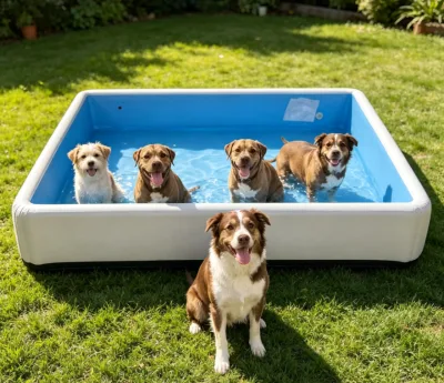 Large Dog Pool, Thickened Reinforced PVC Pet Pool, Foldable Portable Inflatable Dog Bathtub, Outdoor Backyard Paddling Pool