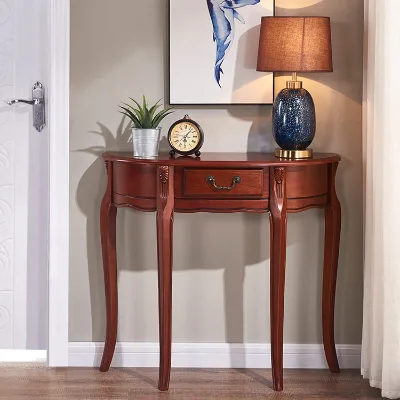 Wood Console Table Featuring Handcrafted Details for Luxury Home Office or Reception Area