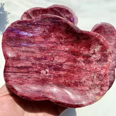 High Quality Good Flash Crystal Heal Stone Red Moonstone Shaped Bowl Stone Crystal Gemstone for Sale