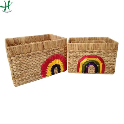 Rectangular water hyacinth basket, set of 3